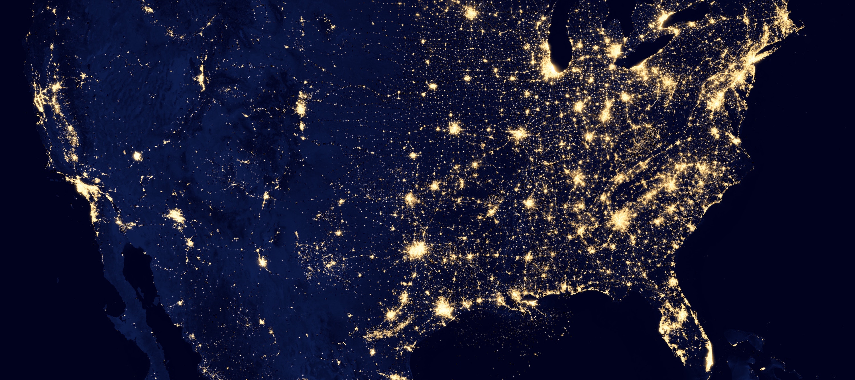 United States at night as seen from space